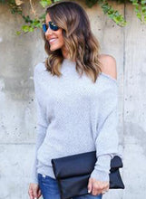 Load image into Gallery viewer, Women s Polyester Off Shoulder Batwing Sleeve Knitting Sweater
